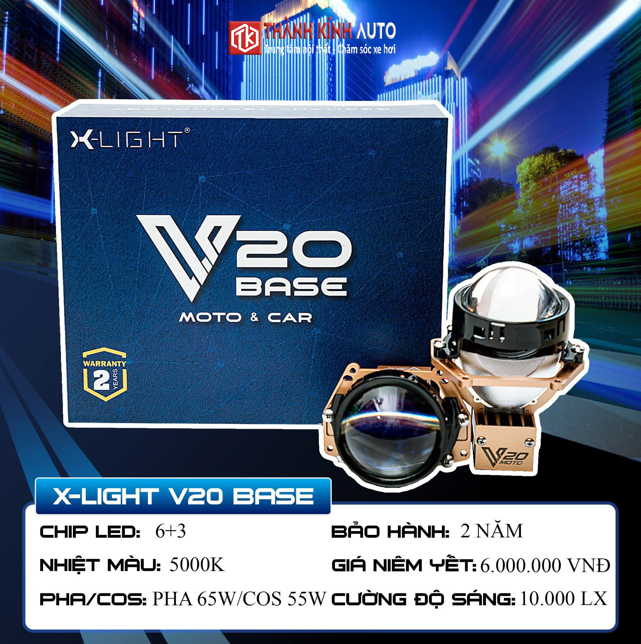 Bi led X-light v20 base cấu hình